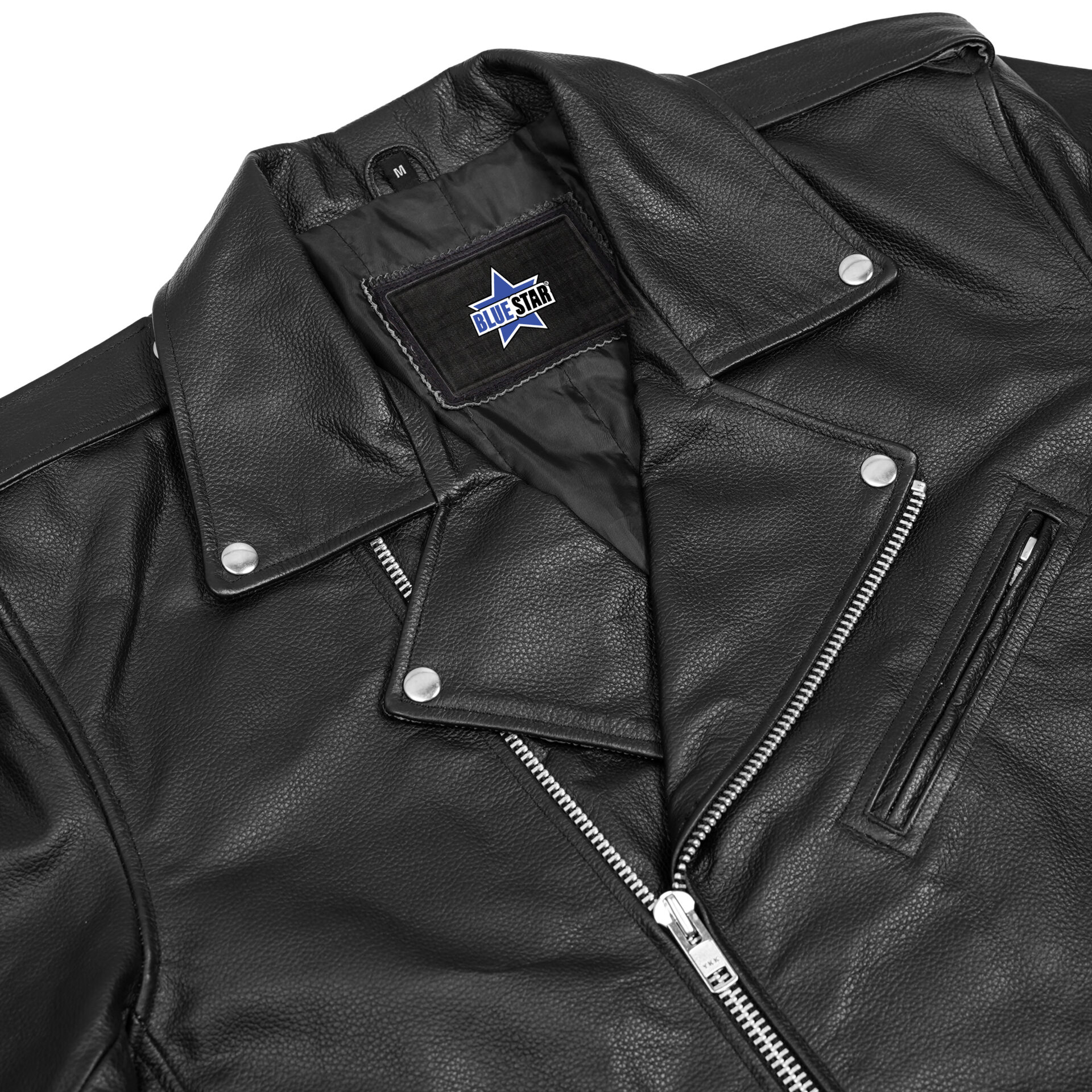 BSM1143 Economy Motorcycle Classic Biker Leather Jacket - Plain Sides - Image 7