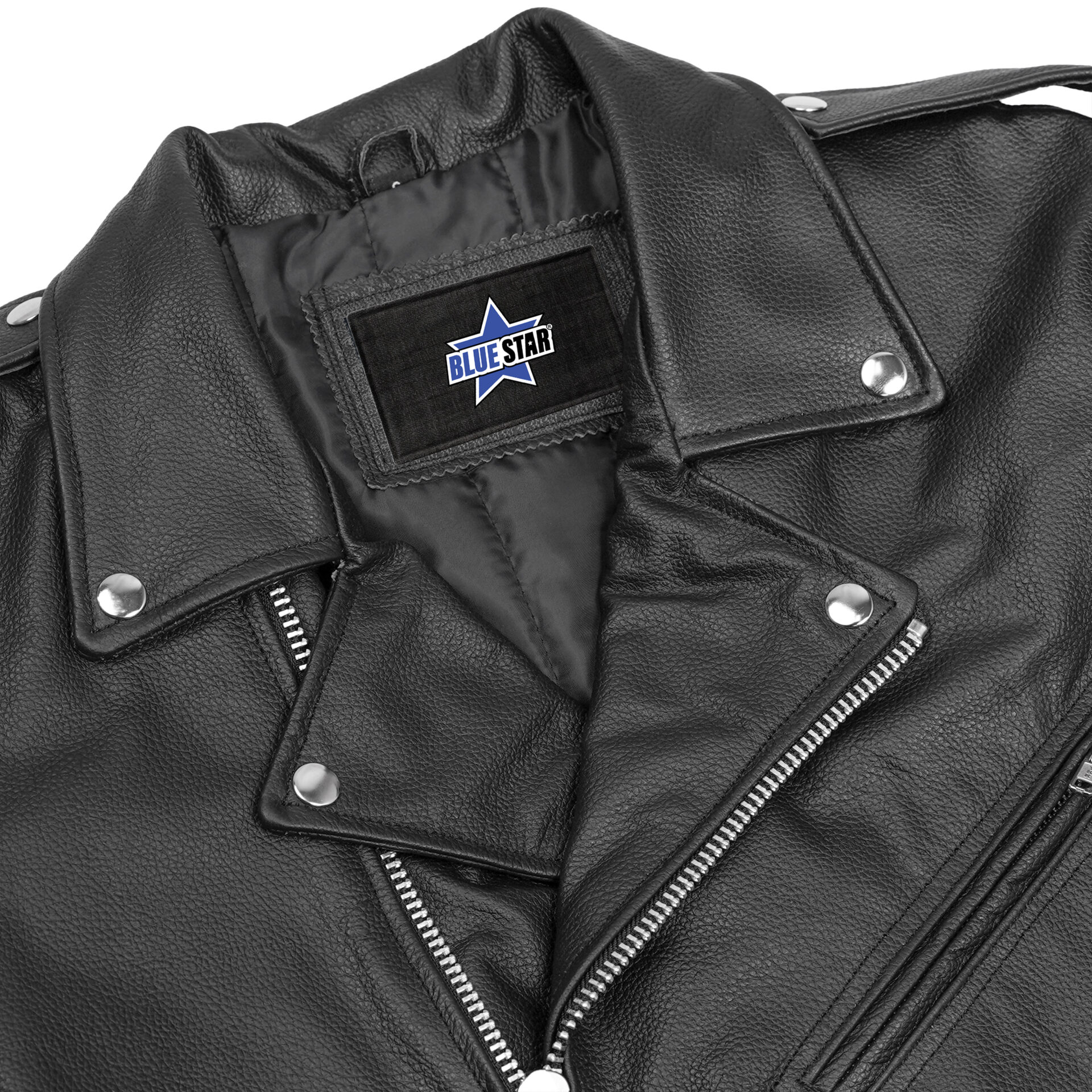 BSM1141 Economy Motorcycle Classic Biker Leather Jacket - Side Laces - Image 7