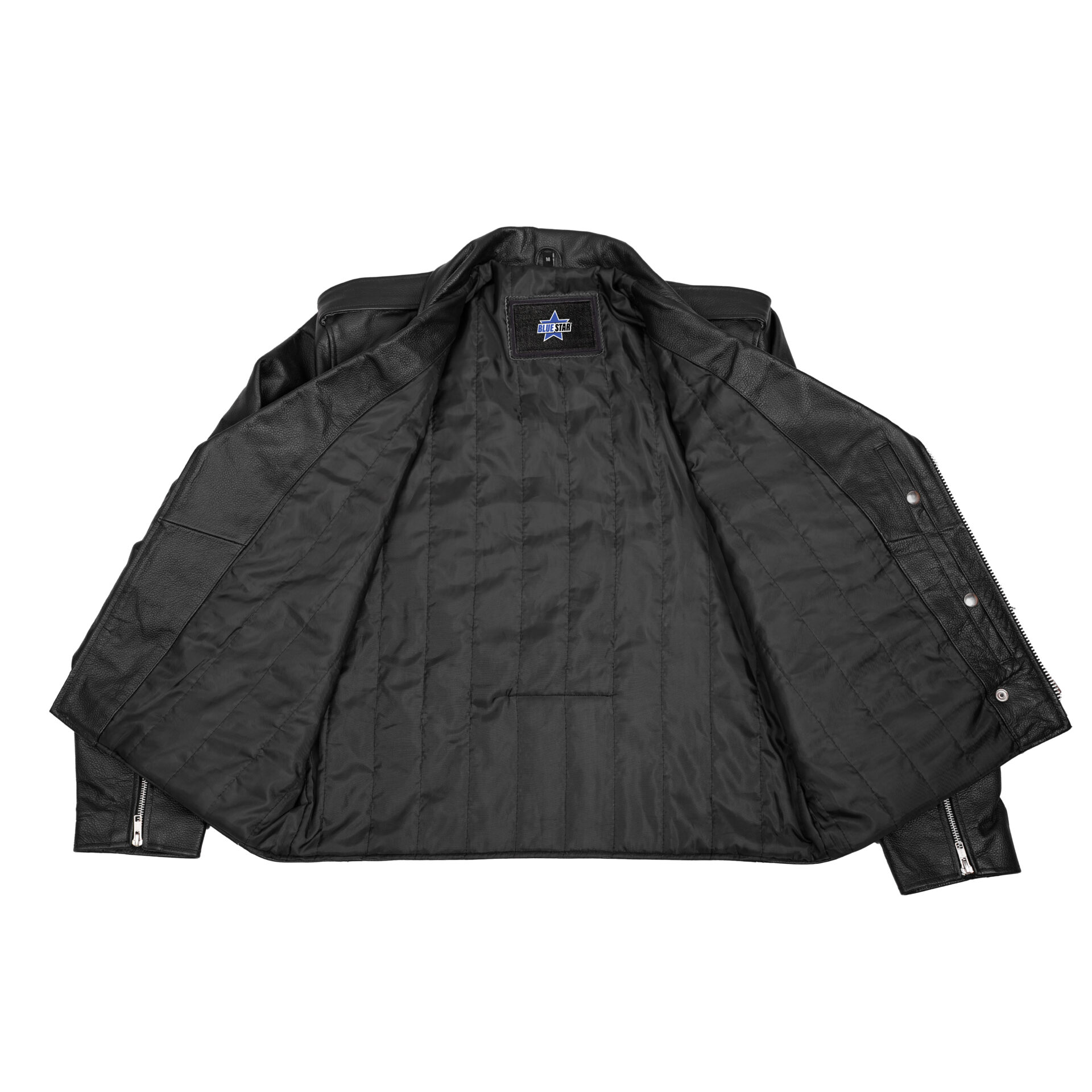 BSM1143 Economy Motorcycle Classic Biker Leather Jacket - Plain Sides - Image 5