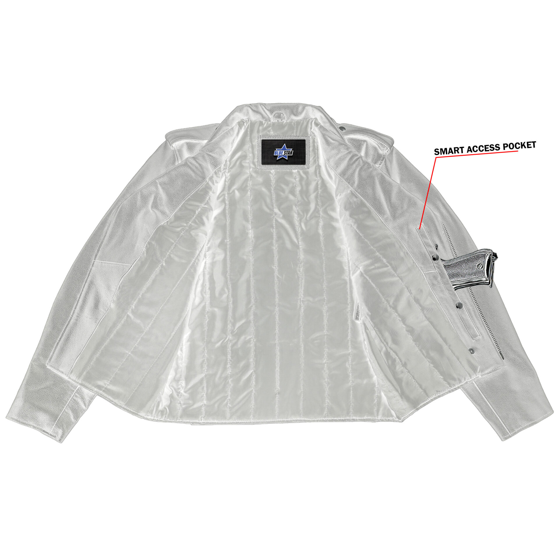 BSM1141 Economy Motorcycle Classic Biker Leather Jacket - Side Laces - Image 4