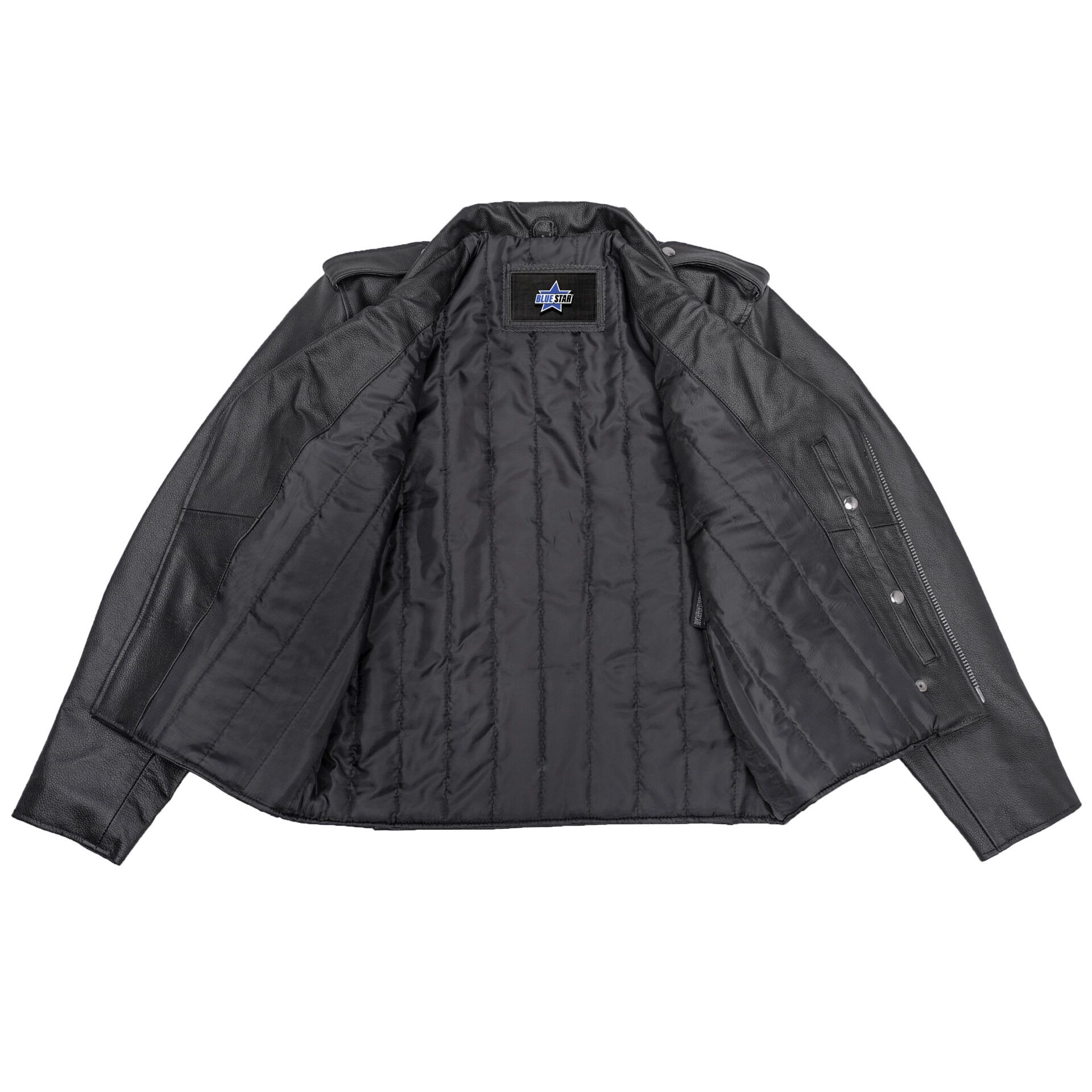 BSM1141 Economy Motorcycle Classic Biker Leather Jacket - Side Laces - Image 5