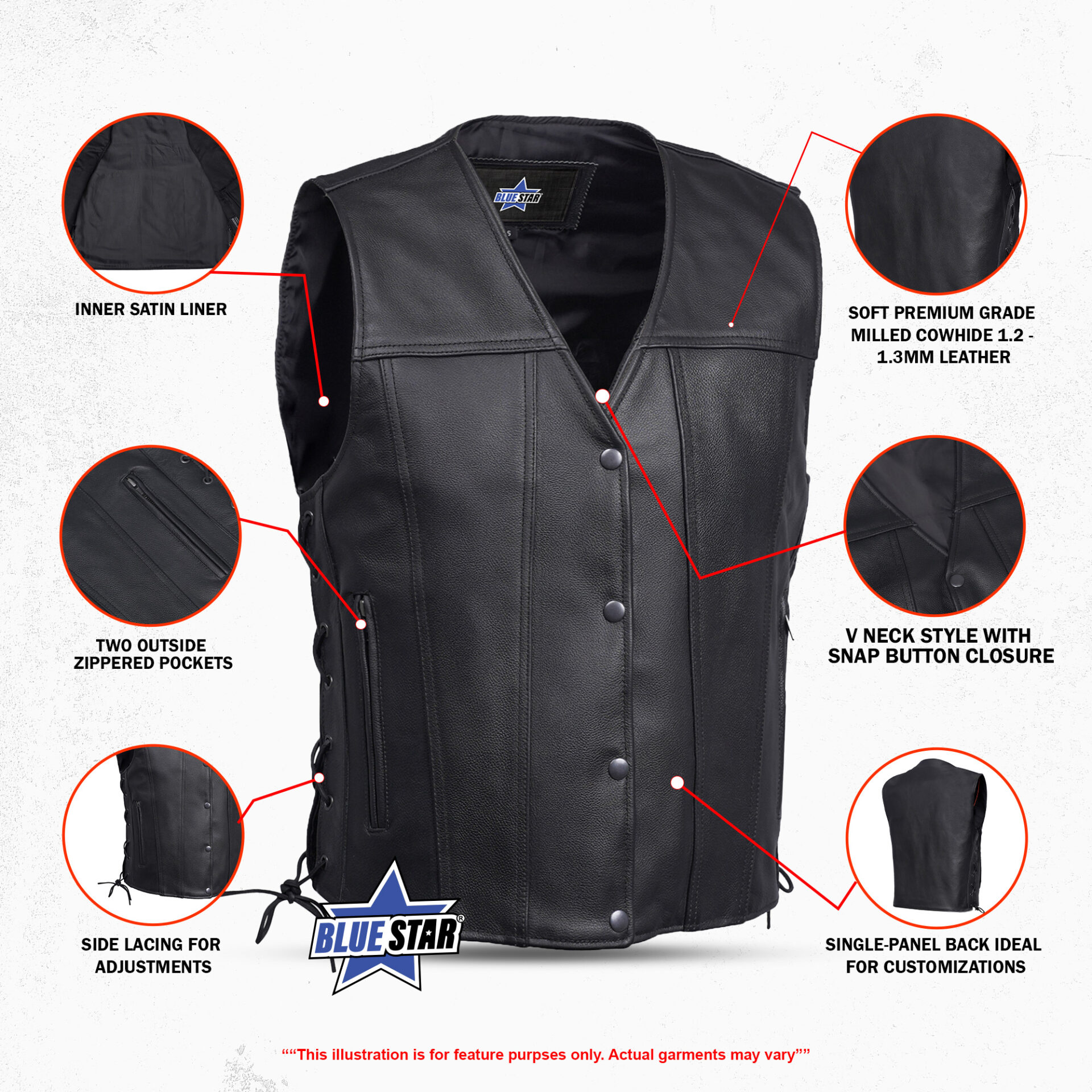 BSM1507 Men's Single Back Panel Concealed Carry Vest - Image 2