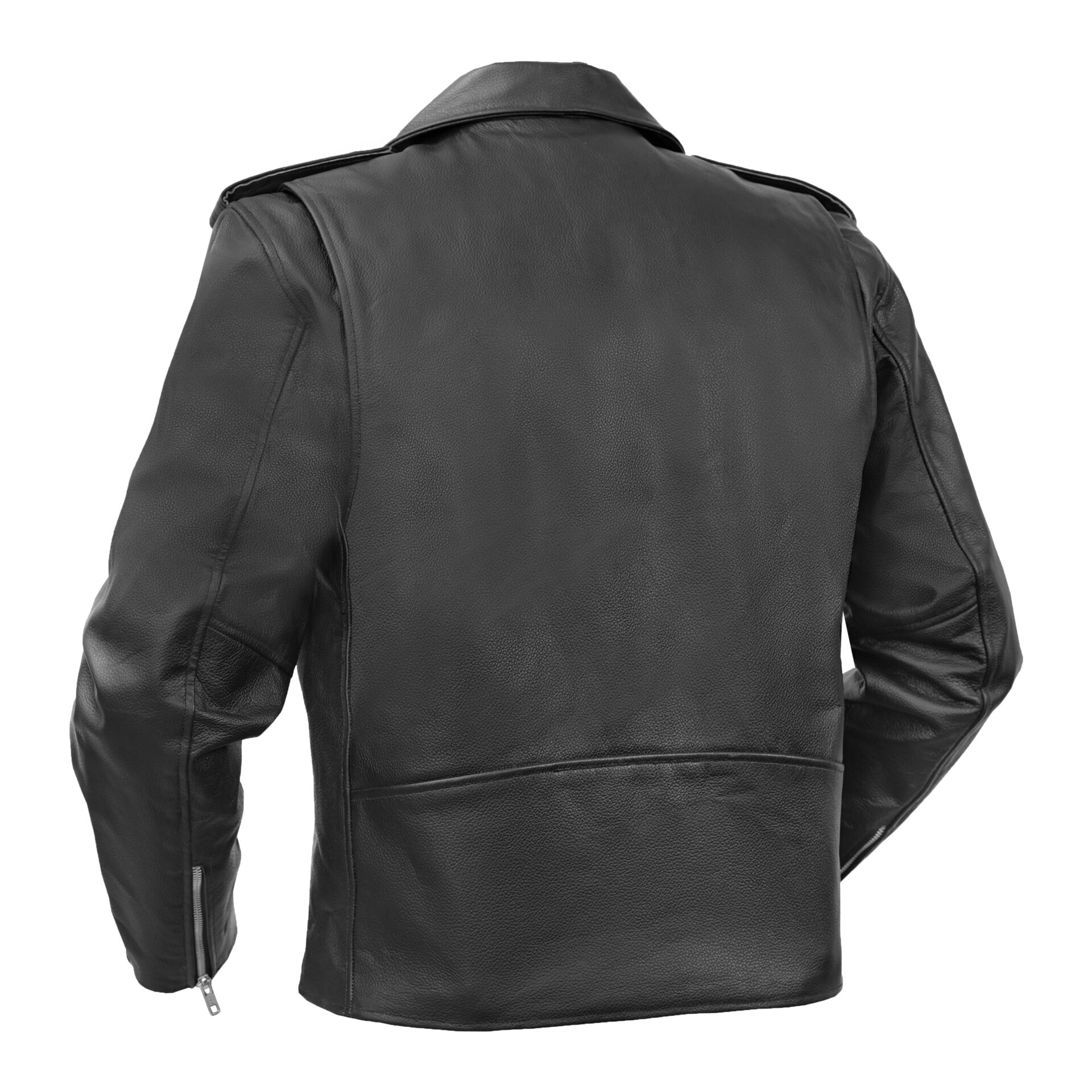 BSM1143 Economy Motorcycle Classic Biker Leather Jacket - Plain Sides - Image 3
