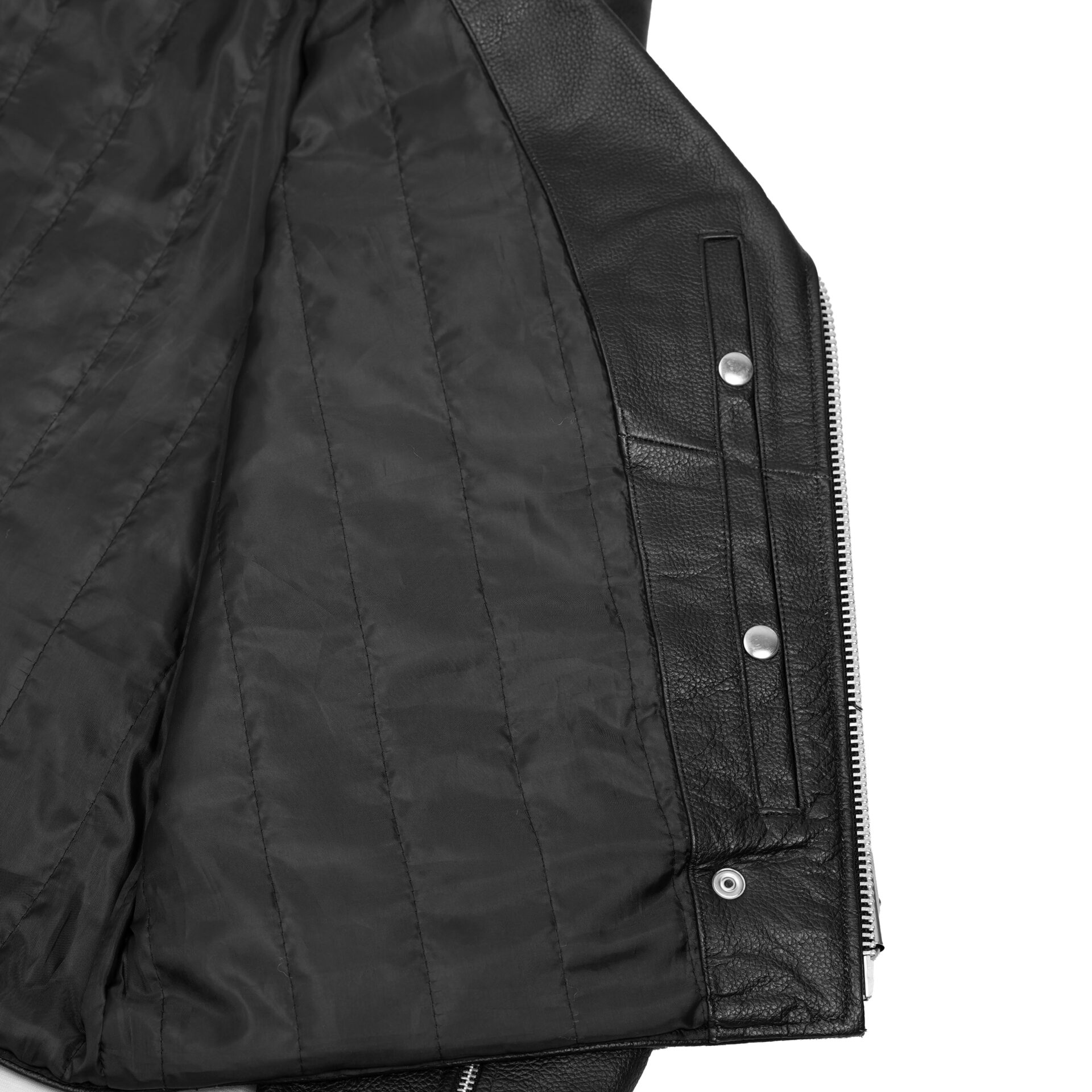 BSM1143 Economy Motorcycle Classic Biker Leather Jacket - Plain Sides - Image 6