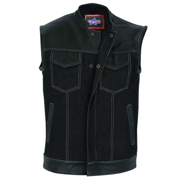 49/51 Men's Denim & Leather Combo Vest main image 0