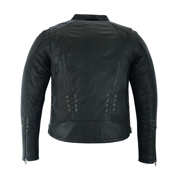 BSM2108 Women's Stylish Jacket with Grommet and Lacing Accents - Image 3