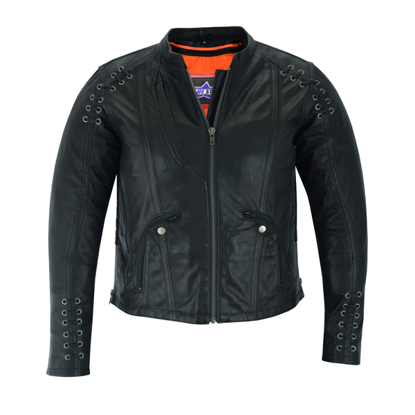 BSM2108 Women's Stylish Jacket with Grommet and Lacing Accents