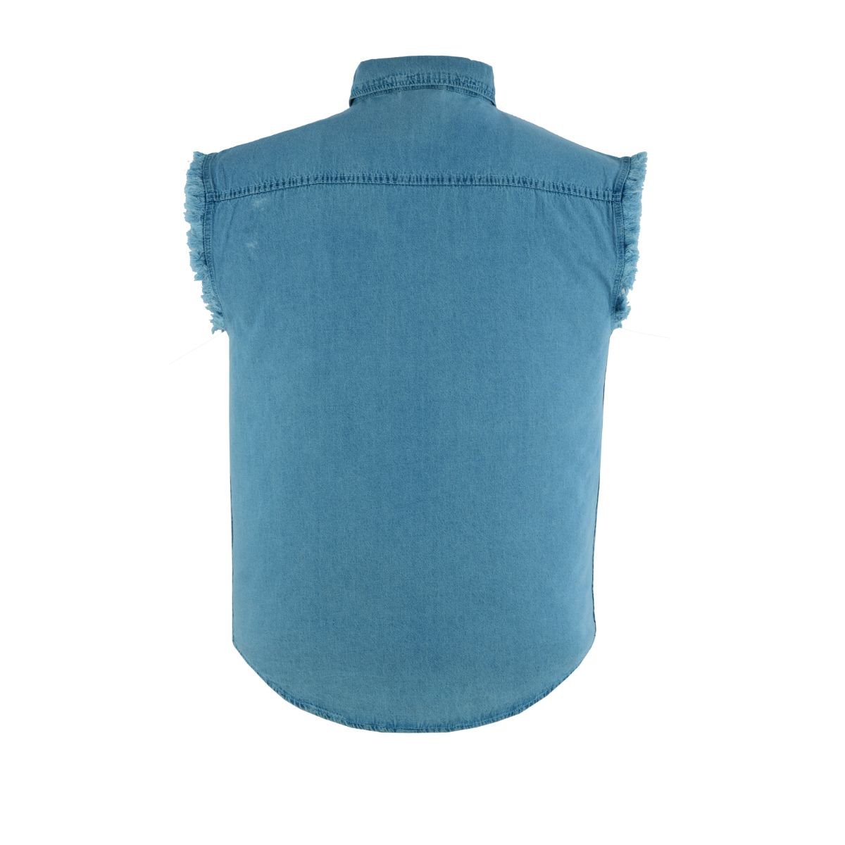 BSM1580 Men's Blue Lightweight Sleeveless Denim Shirt - Image 6