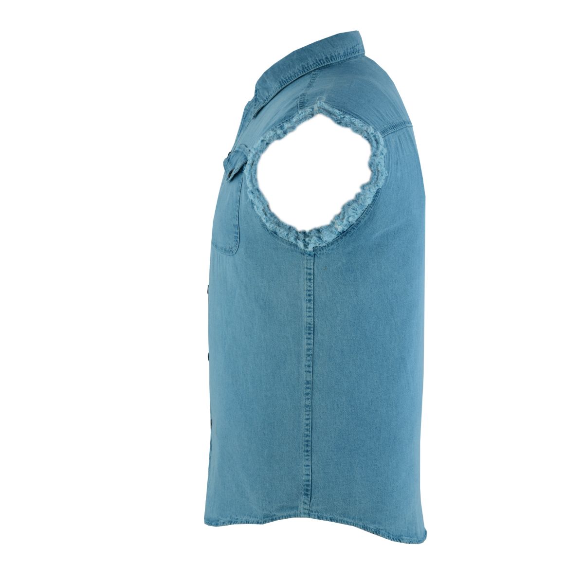 BSM1580 Men's Blue Lightweight Sleeveless Denim Shirt - Image 7