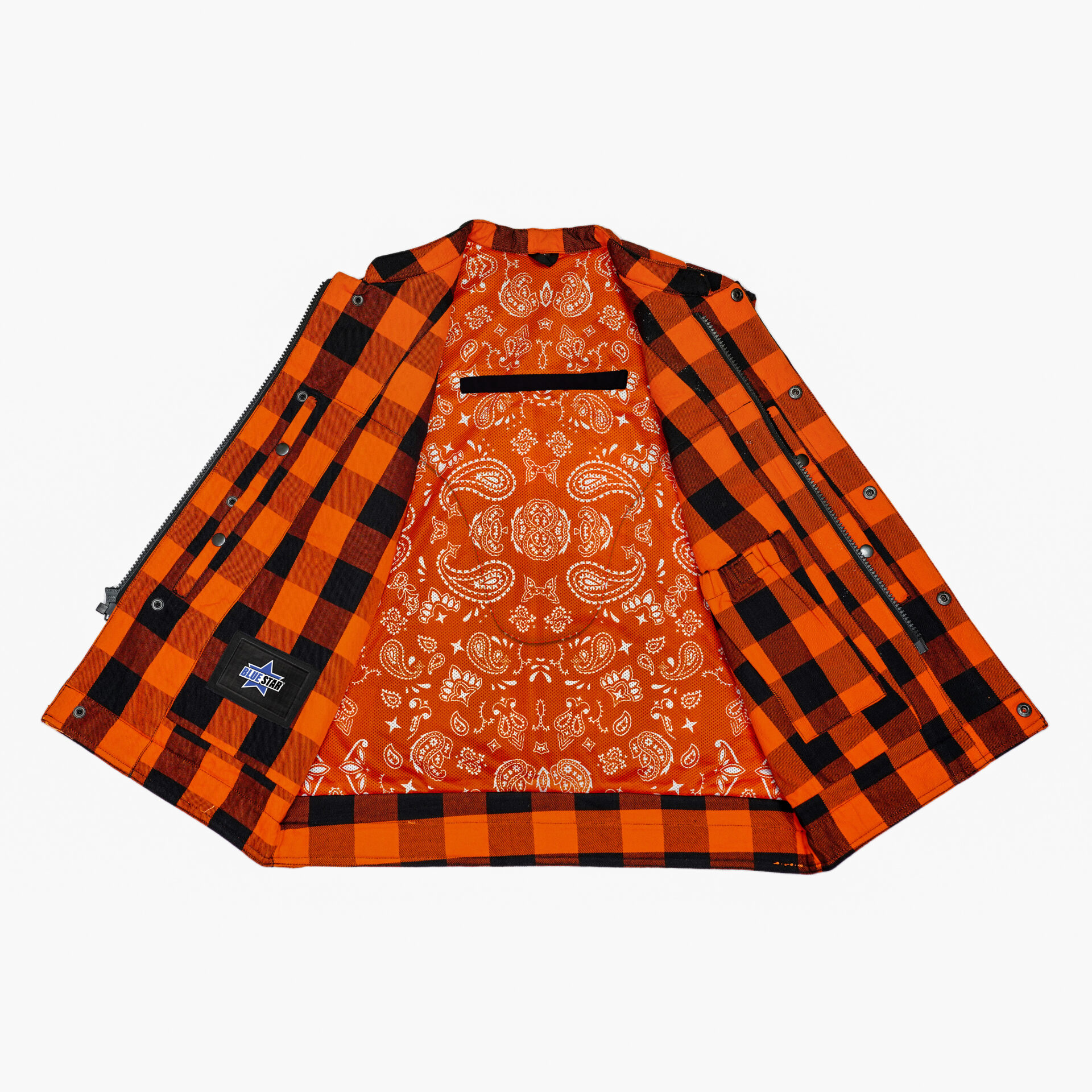 BSM4620 Rogue Inferno Black and Orange Flannel Textile Vest - Image 11