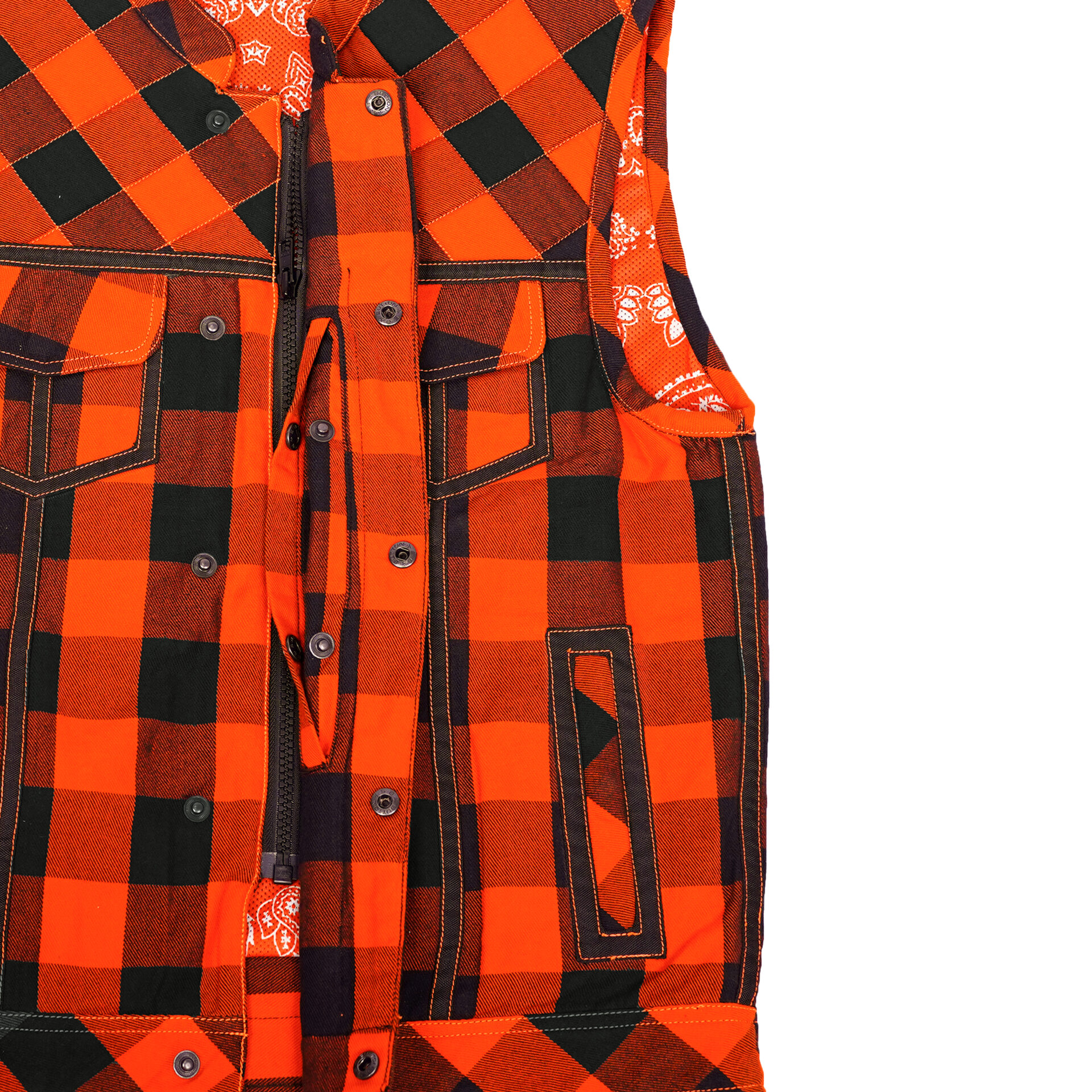 BSM4620 Rogue Inferno Black and Orange Flannel Textile Vest - Image 3