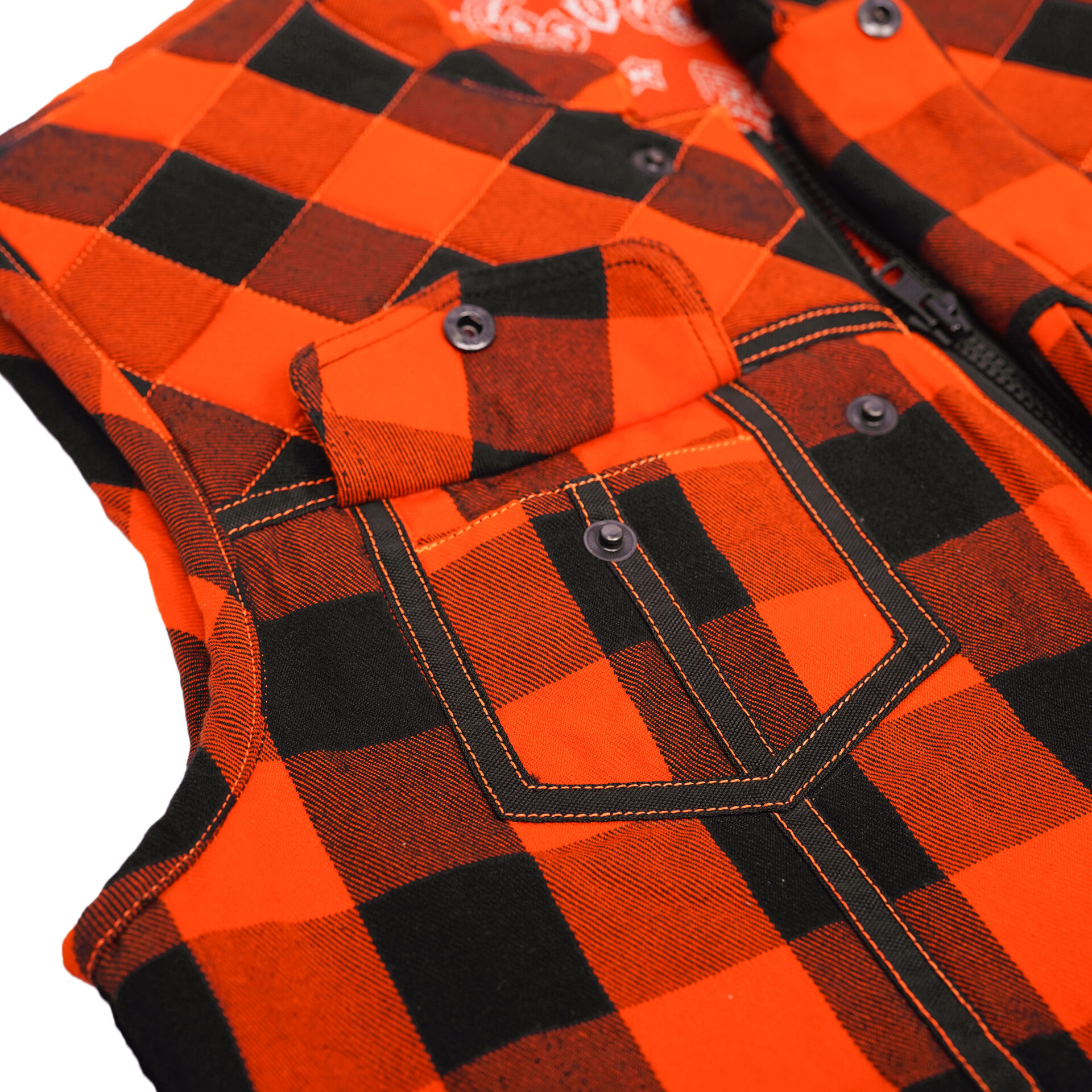 BSM4620 Rogue Inferno Black and Orange Flannel Textile Vest - Image 2