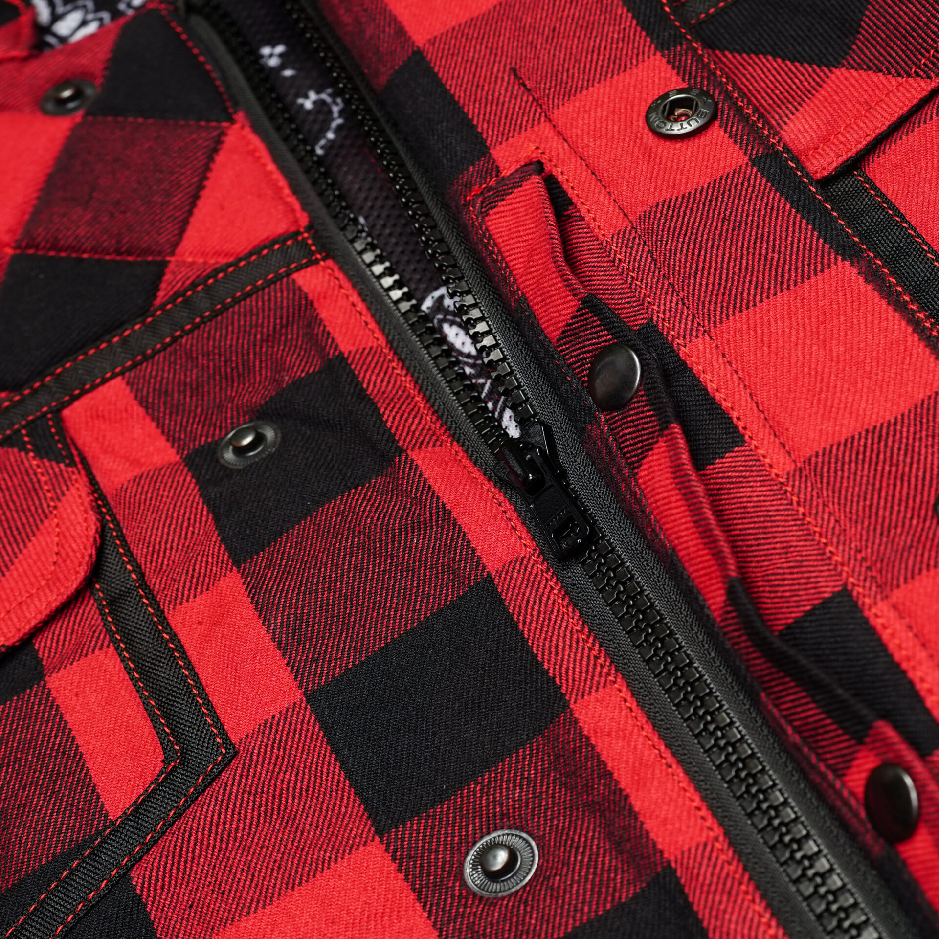 BSM4618 Scarlet Fury Black and Red Flannel Textile Vest - Image 8