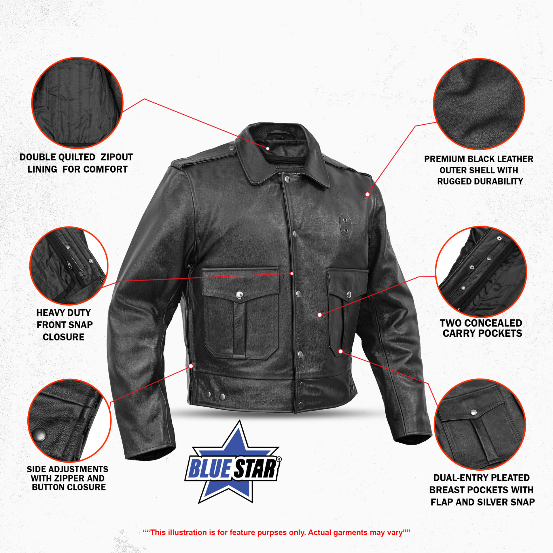 BSM4647 Blackhawk Men’s Leather Motorcycle Jacket - Image 2