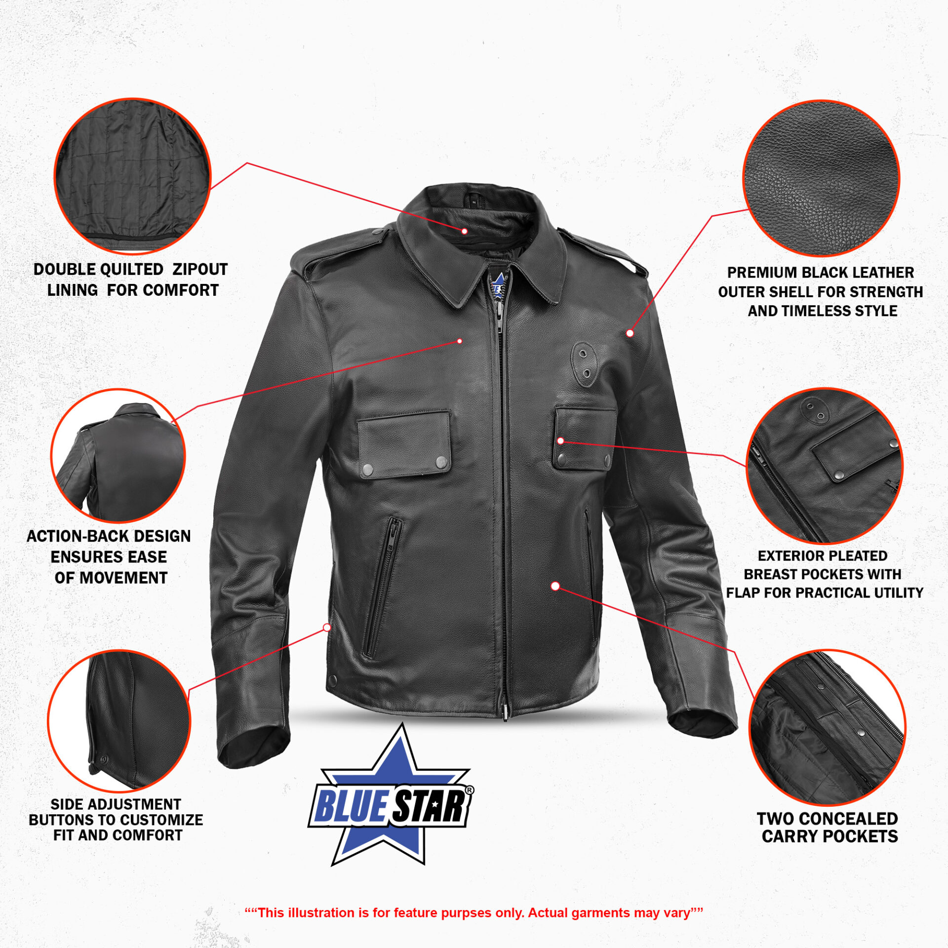 BSM4650 Dark Rebel Men’s Motorcycle Jacket - Image 2