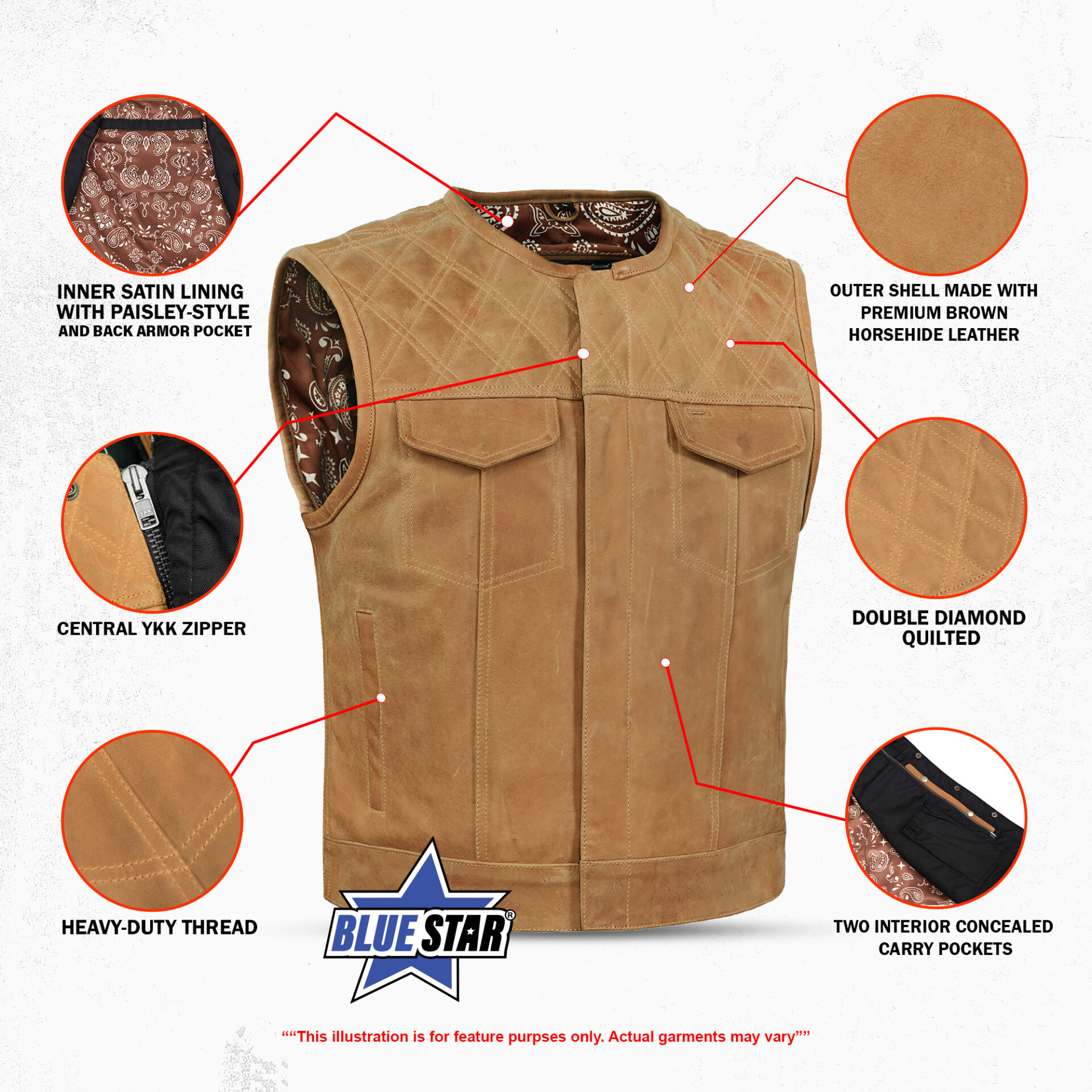 BSM4651 Rustic Rebel Men’s Brown Leather Vest - Image 2